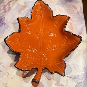 Maple Leaf Shaped Orange Decorative Dish